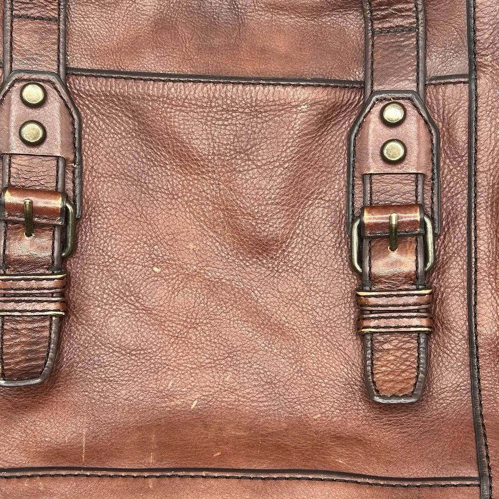 VTG  Fossil Leather Unstructured Brief Case Brown Distressed Americana No Strap